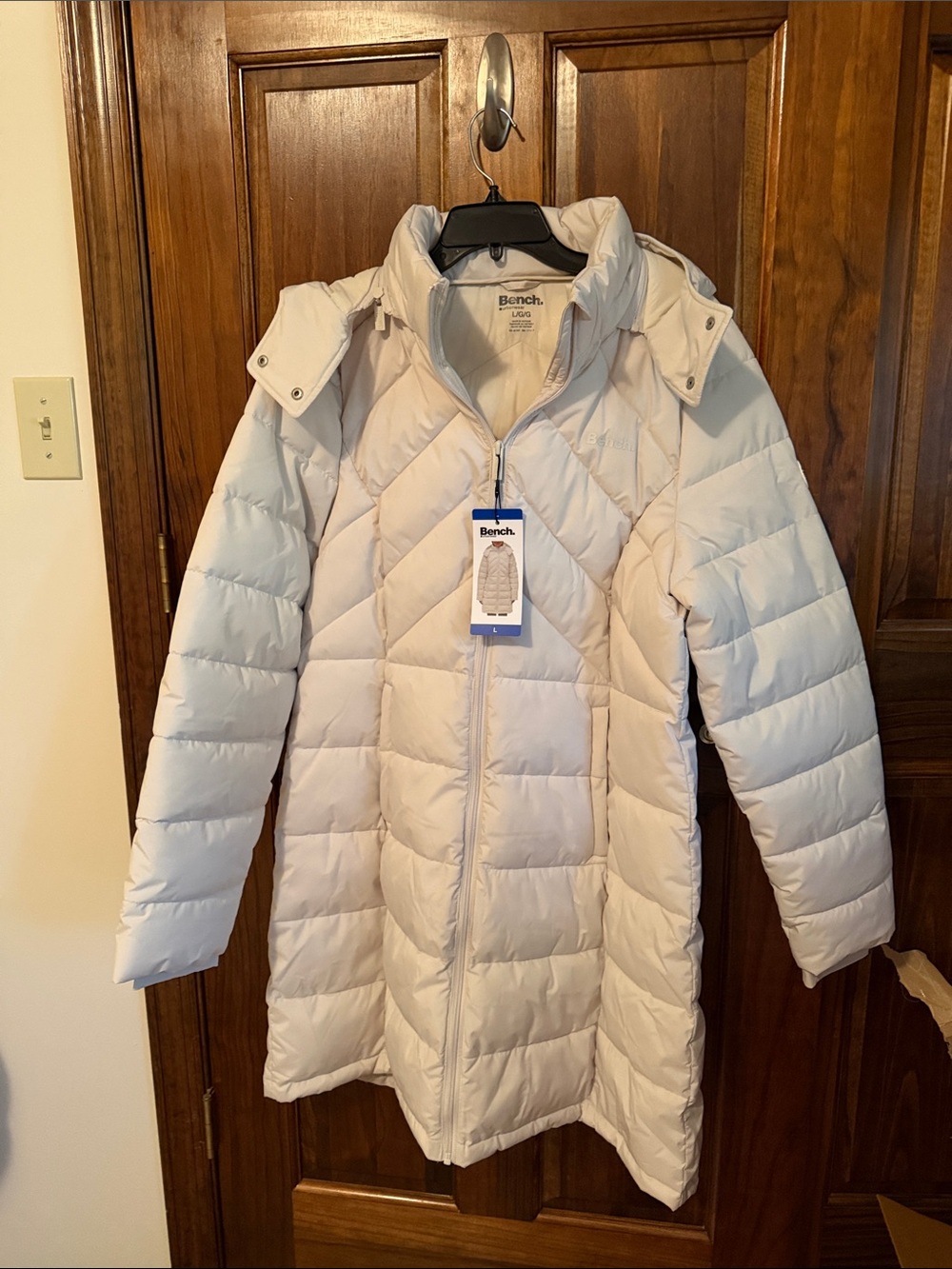 Bench Women's Cream Long Quilted Puffer Coat Size L